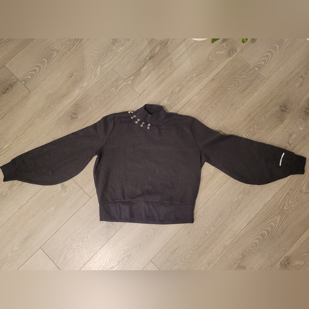 Kooples x Sport black glitter turtleneck with silver details
